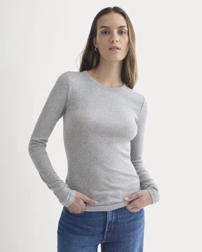 Everlane Tissue Long-sleeve Crew Neck Tshirt In Heathered Grey In Gray