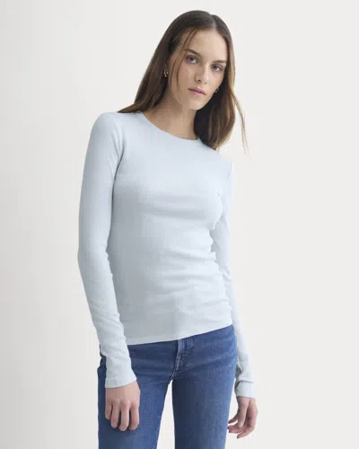 Everlane Tissue Long-sleeve Crew Neck Tshirt In Skywriting In Blue