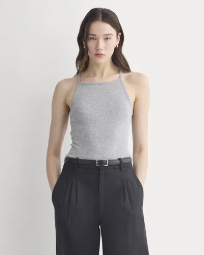 Everlane Tissue Narrow Racerback Tank Top In Heathered Grey In Gray