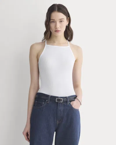 Everlane Tissue Narrow Racerback Tank Top In White