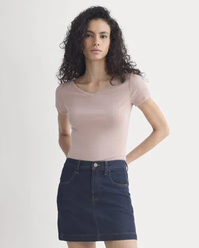 Everlane Tissue Short-sleeve V-neck Top In Dusty Rose In Pink