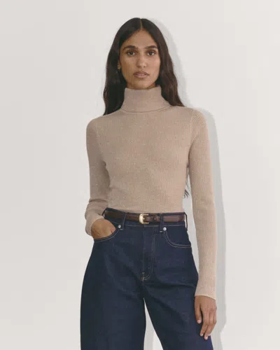 Everlane Turtleneck Sweater In Lurex Merino In Rose Gold In Brown