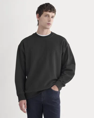 Everlane Twill Terry Jacquard Crew Sweatshirt In Black