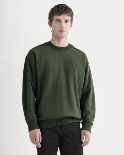 Everlane Twill Terry Jacquard Crew Sweatshirt In Dark Forest In Green