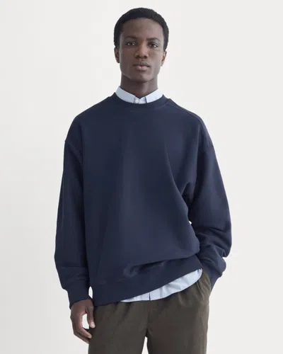 Everlane Twill Terry Jacquard Crew Sweatshirt In Navy In Blue