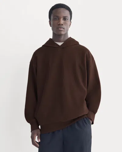 Everlane Twill Terry Jacquard Hoodie In Dark Mahogany In Multi