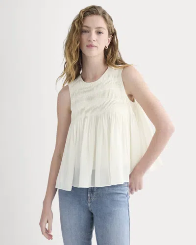 Everlane Twisted Pleat Tank Top In Silk Georgette In Bone In Multi