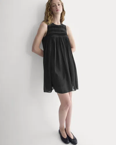 Everlane Twisted Pleated Mini Dress In Silk Georgette In Black