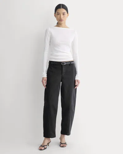 Everlane Twisted Seam Barrel Pant In Black In White
