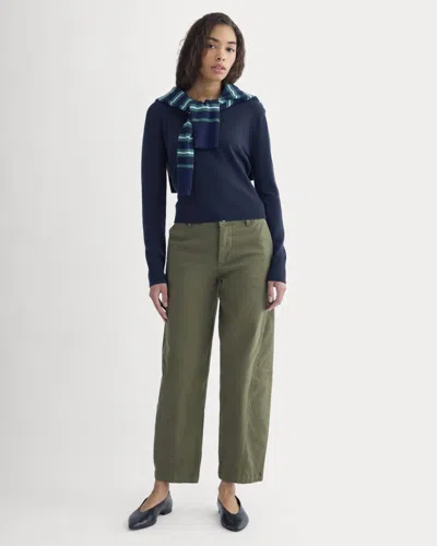 Everlane Twisted Seam Barrel Pant In Olive Night In Brown