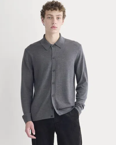 Everlane Ultrasoft Button-down Sweater In Heather Mid Charcoal In Gray