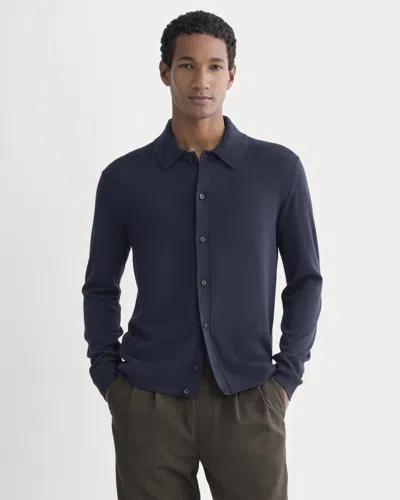 Everlane Ultrasoft Button-down Sweater In Navy In Blue
