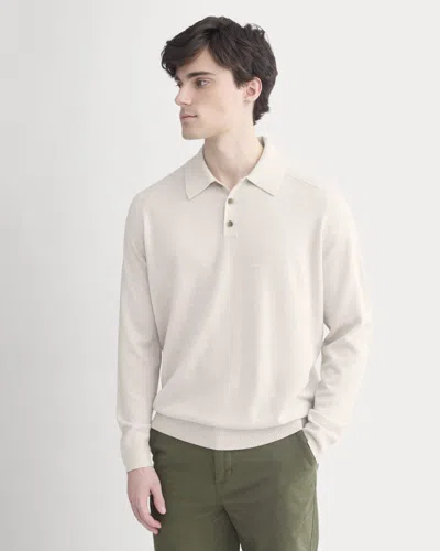 Everlane Ultrasoft Polo Sweater In Heathered Oat In Neutral