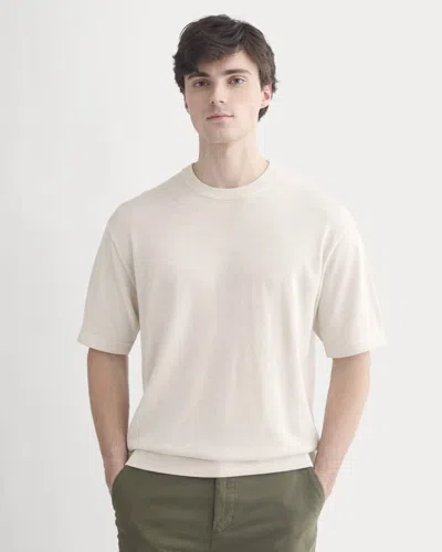 Everlane Ultrasoft Sweater Tshirt In Heathered Oat In White