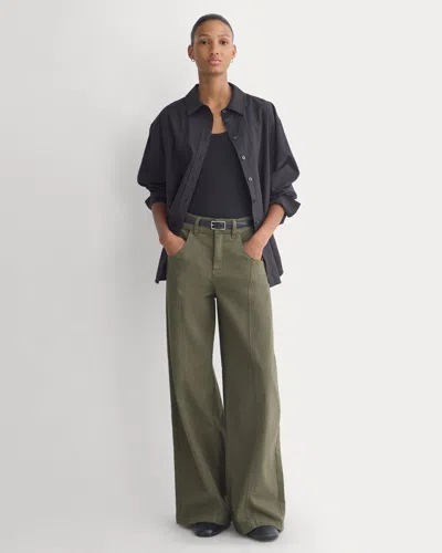 Everlane Utility Seamed Wide-leg Pant In Olive Night | Long In Green