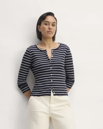 Everlane Vintage Rib Cardigan In Navy/bone