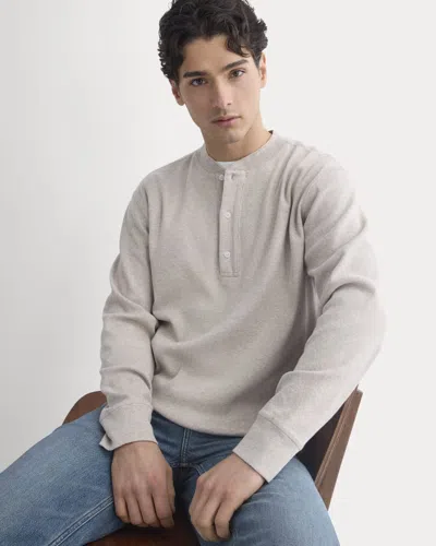 Everlane Vintage Rib Henley Sweater In Heathered Oatmeal In Gray