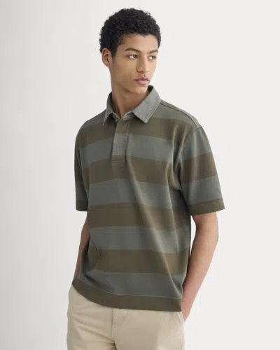 Everlane Vintage Rugby Polo Shirt In Overdye Olive Night In Multi