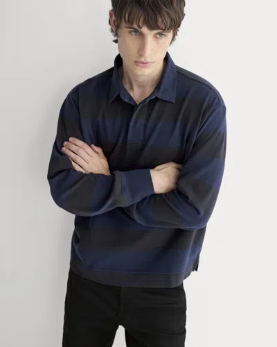 Everlane Vintage Rugby Pullover In Navy/black In Blue