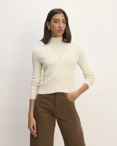 Everlane Viscose Knit Cardigan In Beige In White