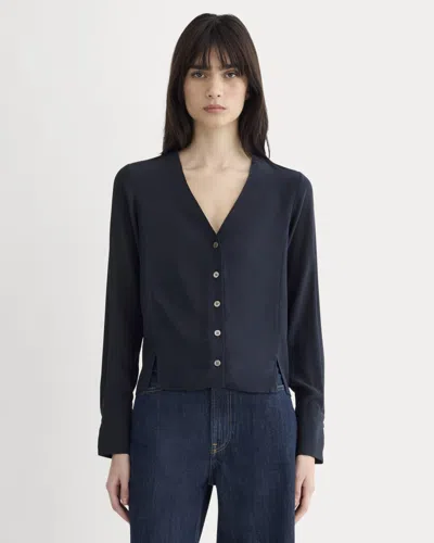 Everlane V-neck Blouse In Black
