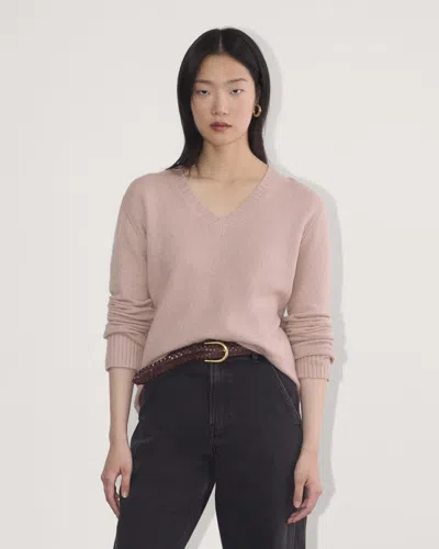 Everlane V-neck Sweater In Plush Cotton In Dusty Rose In Pink