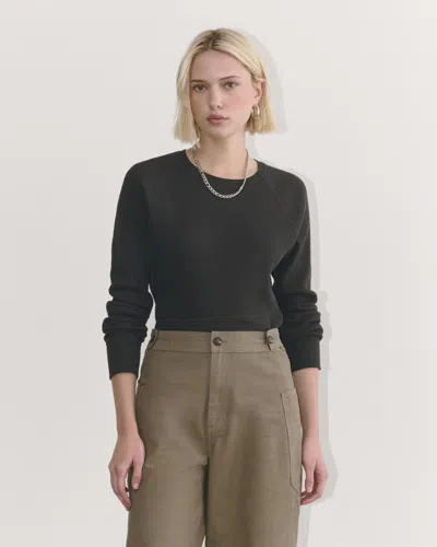 Everlane Waffle Crew Neck Tshirt In Black