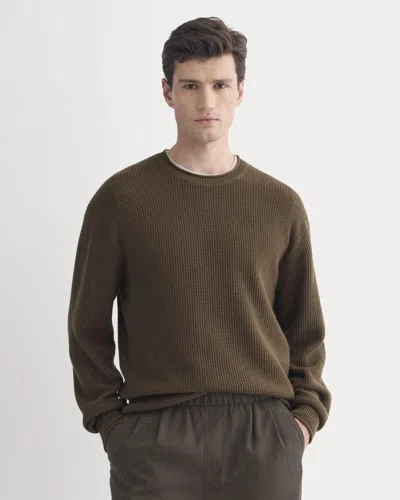 Everlane Waffle Rollneck Crew Neck Sweater In Brown