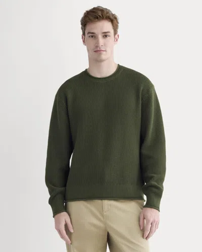 Everlane Waffle Rollneck Crew Neck Sweater In Green