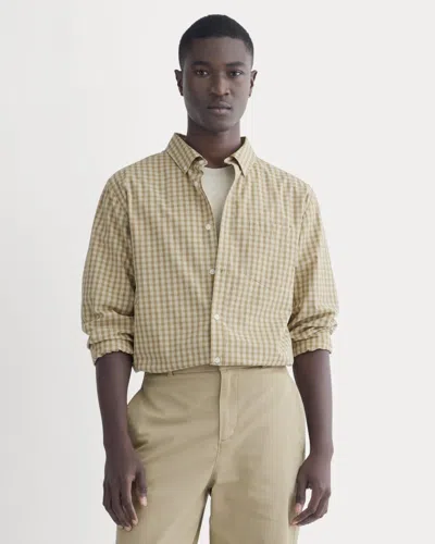 Everlane Washed Poplin Shirt In Aged Brass Plaid In Brown