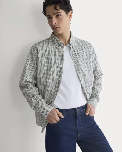Everlane Washed Poplin Shirt In Skywriting/multi In Green