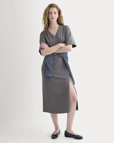 Everlane Weekend Tshirt Midi Dress In Charcoal Grey In Gray