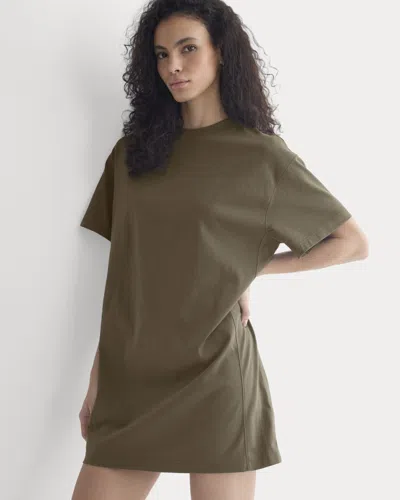 Everlane Weekend Tshirt Mini Dress In Beech In Green