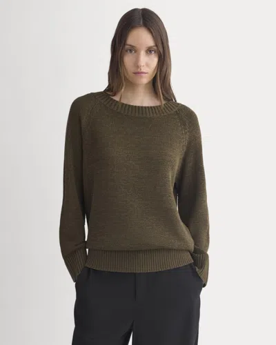Everlane Wide-neck Crew Sweater In Tape Yarn In Beech In Brown
