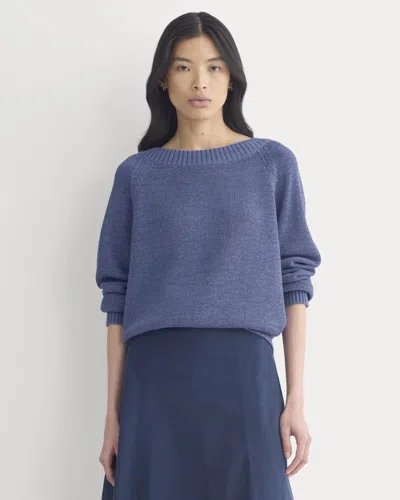 Everlane Wide-neck Crew Sweater In Tape Yarn In Blue Dusk