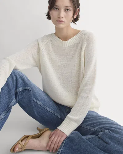 Everlane Wide-neck Crew Sweater In Tape Yarn In Bone In Neutral