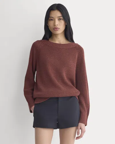 Everlane Wide-neck Crew Sweater In Tape Yarn In Henna Red In Brown