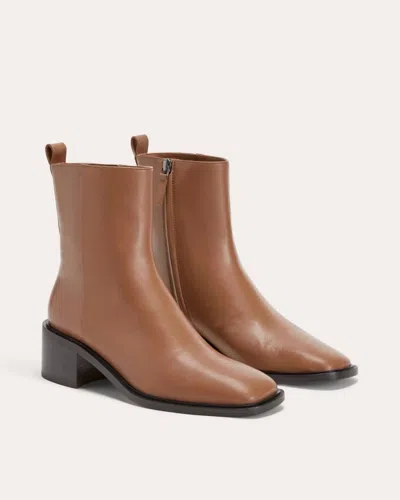 Everlane Women's City Leather Square Toe Boot In Saddle Brown