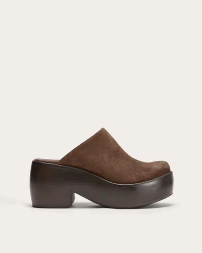 Everlane Wooden Puffa Clog In Dark Umber Suede In Brown