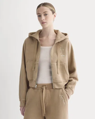 Everlane X Laufey Foundation Cropped Full-zip Hoodie In Weathered Clay In Brown