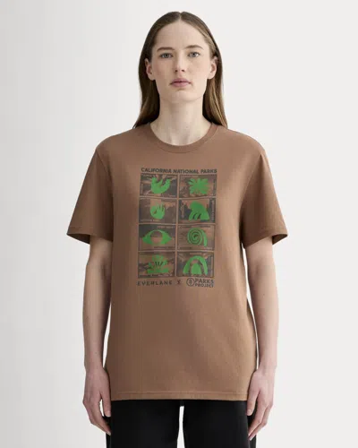 Everlane X Parks Project Essential Organic Crew Neck Tshirt In Brown/green/forged Iron