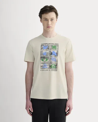 Everlane X Parks Project Essential Organic Crew Neck Tshirt In Forged Iron/birch/granada Sky Blue In Neutral