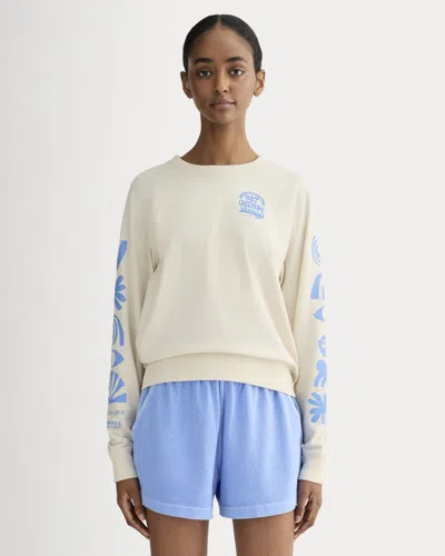 Everlane X Parks Project Off-duty Long-sleeve Tshirt In Natural/granada Sky Blue In White