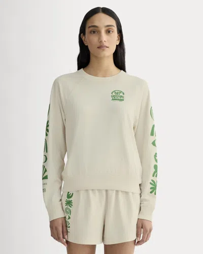 Everlane X Parks Project Off-duty Long-sleeve Tshirt In Natural/green In White