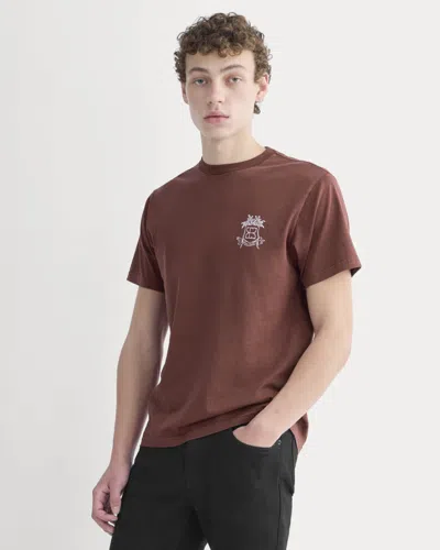 Everlane X Peace And Quiet Crest Graphic Tshirt In Wine In Brown