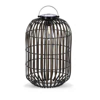 Everlasting Glow 15 Inch Outdoor Willow Lantern With Solar Light And Led Bulb In Brown