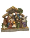 Everlasting Glow 17.7in Lighted Resin Nativity Stable With Figurines