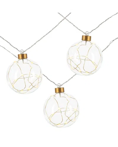 Everlasting Glow Glass Christmas Ornament Garland With Gold String Lights