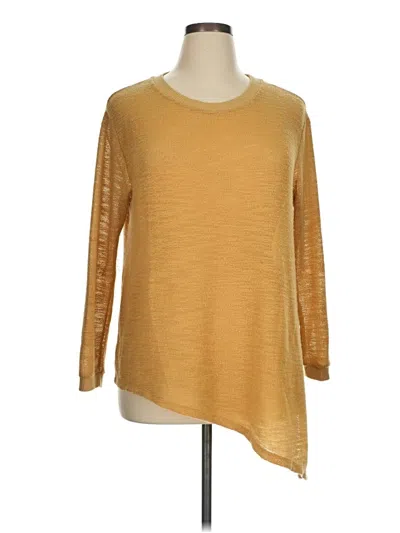 Pre-owned Everleigh 3/4 Sleeve Top Gold Boatneck Tops
