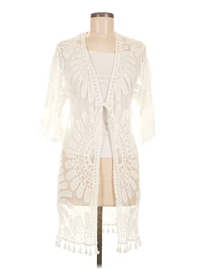 Pre-owned Everleigh Cardigan Sweater In White